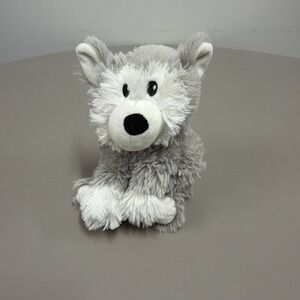 Warmies Microwavable Plush Husky Dog 10" Gray Cream Stuffed Animal Heat Therapy